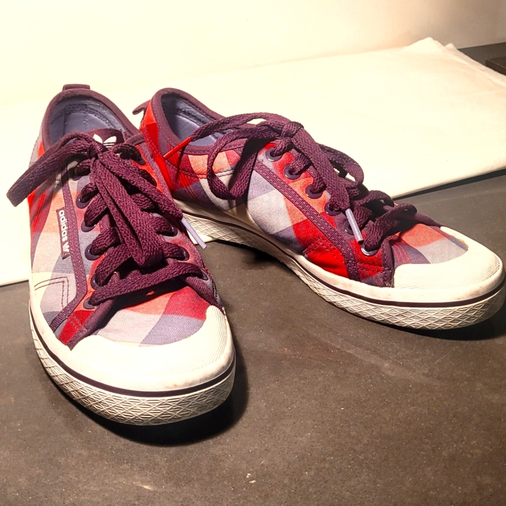 Adidas plaid canvas sneakers